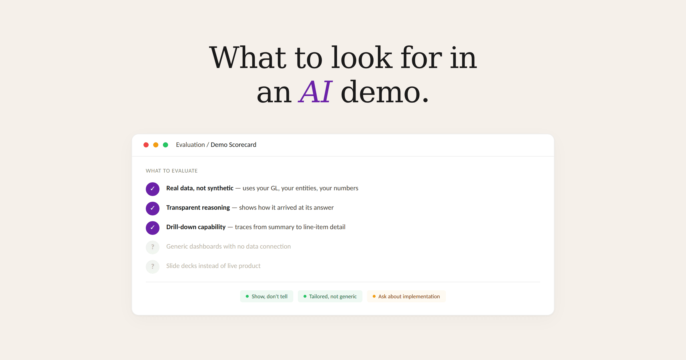 What Finance and Operations Leaders Should Look for in an AI Demo