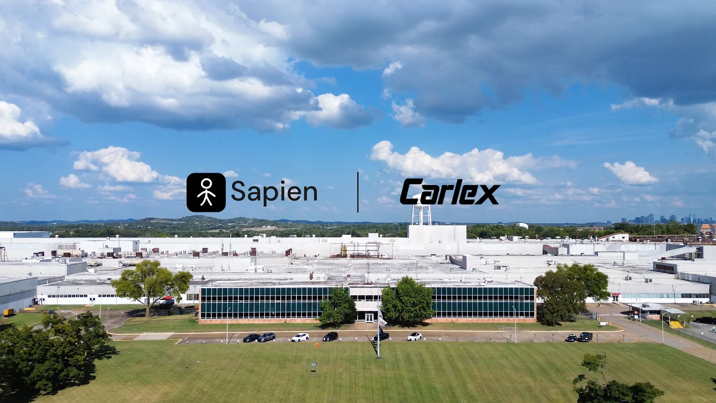 Aerial view of the Carlex facility with Sapien and Carlex logos